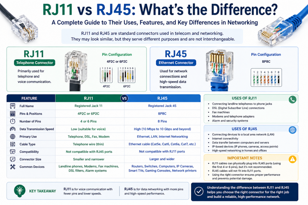 RJ11 vs RJ45: What’s the Difference? A Complete Guide to Their Uses ...