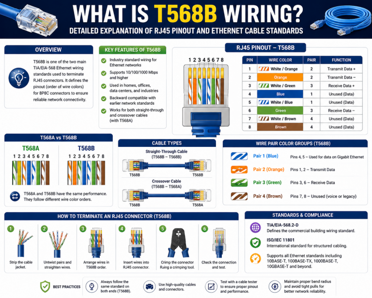 What Is T568B Wiring? Detailed Explanation of RJ45 Pinout and Ethernet ...