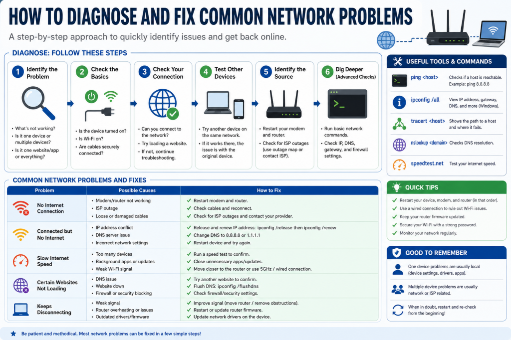 How to diagnose and fix common network problems. – ExamTopics