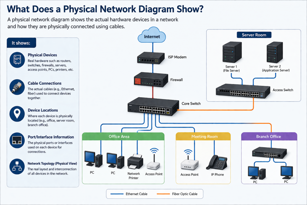 What does a physical network diagram show? – ExamTopics