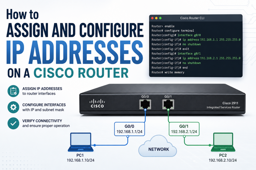 How to assign and configure IP addresses on a Cisco router – ExamTopics